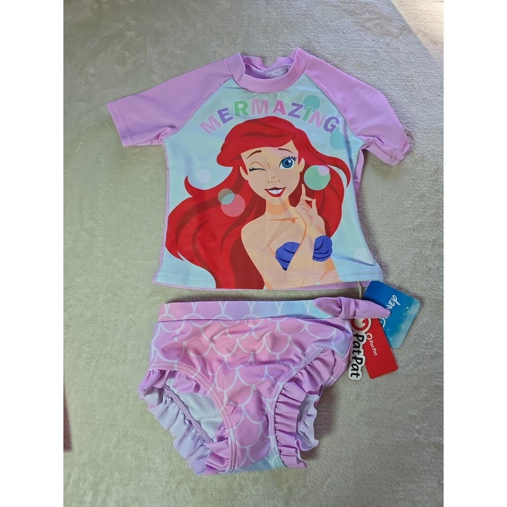 Patpat 3 Yrs Two Piece Bathing Suit Disney Mermaid Tank w/Bottoms Ruffle Purple